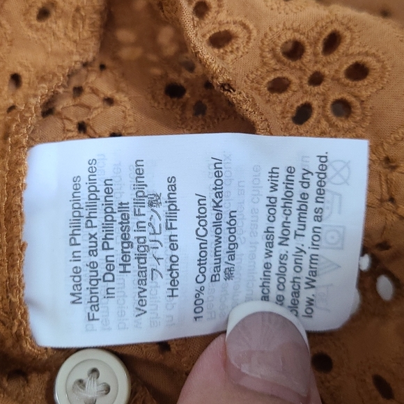 Madewell Eyelet Double Tie Peasant Top Size XS - Picture 8 of 9